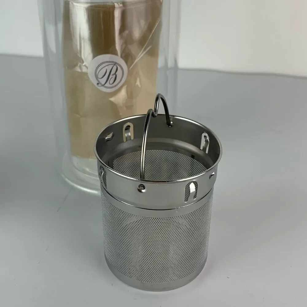 New TRYEH Double-Wall Glass Travel Tumbler W/Removable Tea Infuser Basket 14 oz